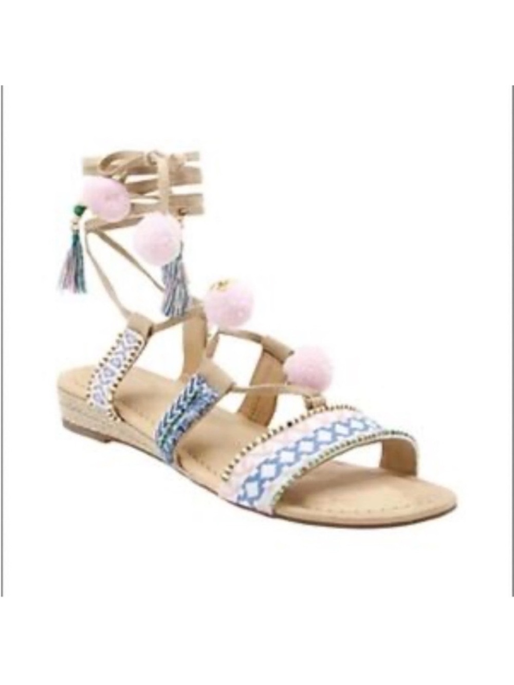 NEW! Sugar Dreamweaver Boho Tie Up Wedge Sandals. 9M.